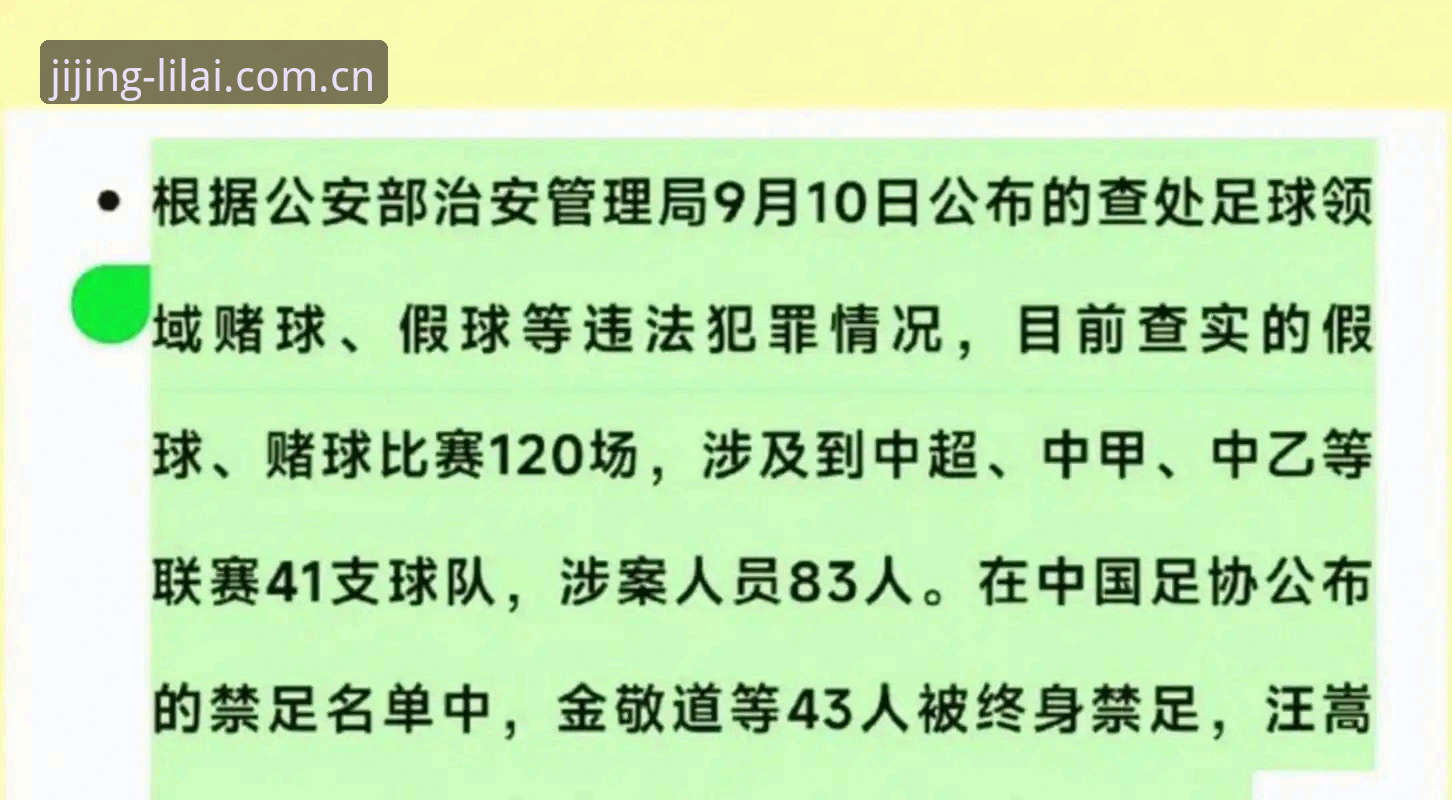 利来体育账户注册 中国足协第三批禁足名单最新动态:65人受罚,17人终身禁足